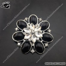 Acrylic Flower Design Shoe Clips Black Rhinestone Shoe Ornament For High Heels