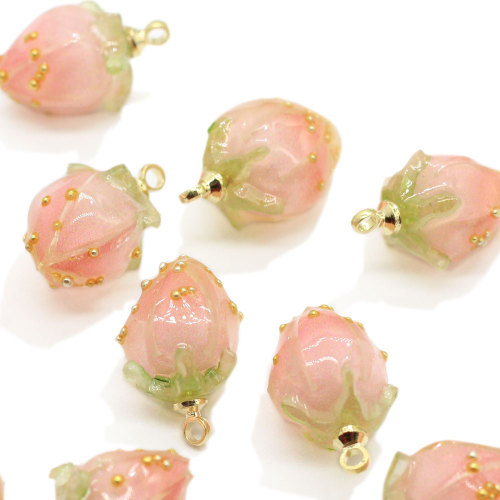 16mm Resin Flower Bud Pendant Diy Drop Earring Key Chain Accessory Bracelet Necklace Decorations