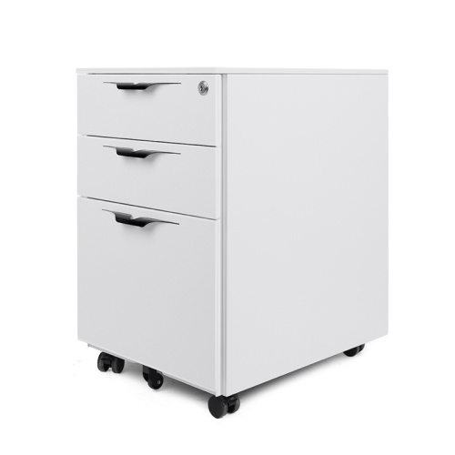 3 Drawer White Under Desk Mobile File Cabinet