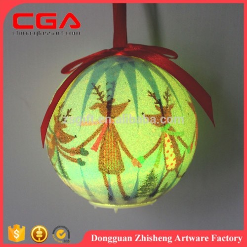 Dongguan factory outlet LED christmas hanging decoration plastic ball with snowman and scarecrow