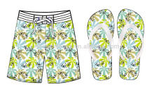 2015 New design men customized seaside slipper with beach shorts