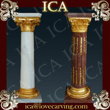 ICA Marble and Bronze Inlay Fireplace Pillar LC-0063