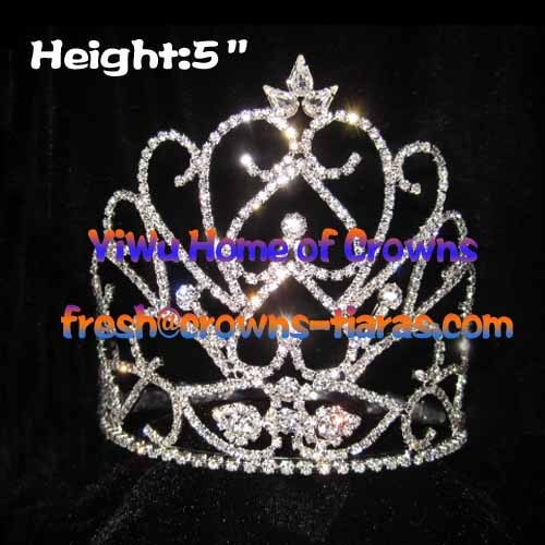 5inch Heart Unique Crystal Queen Crowns