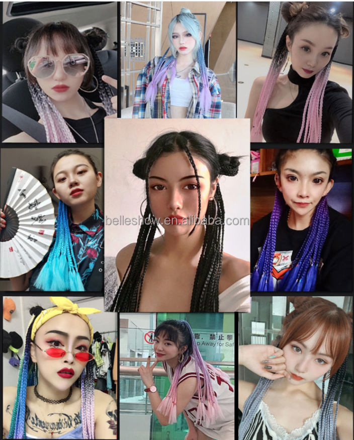 Hot sell Ombre Mixed Color Straight Synthetic Ponytail Wrap Around Ponytail Colorful small pigtail hair circle color ponytail