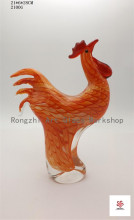 Orange Rooster Glass Sculpture