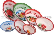 Enamel Ridged Basin "TS" Shape Decorated