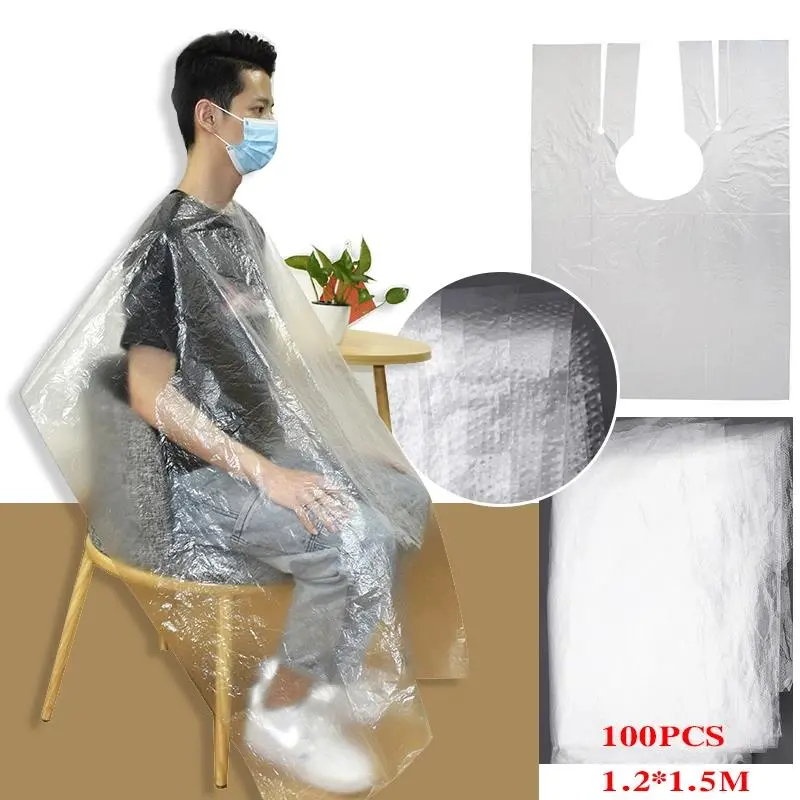 Barber Popular Hairdressing Disposable Barber Cape Disposable Plastic Haircut Gown