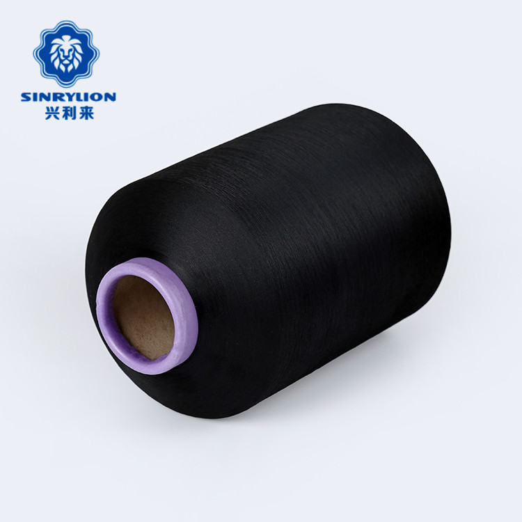 Factory Outlet 50D 48F Semi dull dope dyed black dty 100% Polyester weft twisted yarn for woven label