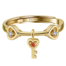 Hot Selling HYH 925 Sterling Silver 5A Zircon Key Pendant Ring