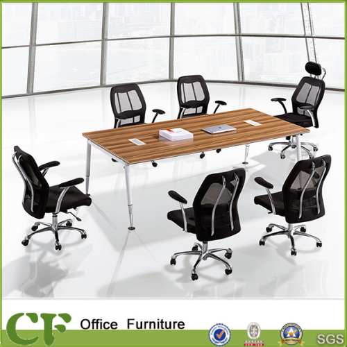 Round Metal Leg Rectangular Modern Wooden Office Discussion Table for Meeting Conference