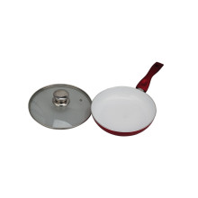 Red Aluminum Frypan with Glass Lid and Handle
