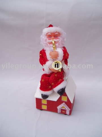 9&quot;santa sit on chimney/santa toys/electrical santa