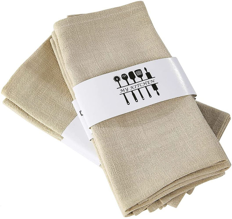 Soft Solid Color Linen Cotton Dinner Cloth Napkins Set of 12 (40 x 40 cm) Washable