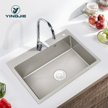 High Quality Customized 304 Stainless Steel Kitchen Sink with Drainer and Knob Control System