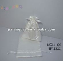 Double-Layer White Satin Pull String Bag