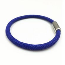 Personalized Stingray Skin Leather Magnetic Clasp Bracelets