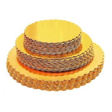Wholesale Golden Cake Drum Boards for Wedding Decorations - Round Disposable Cake Stands