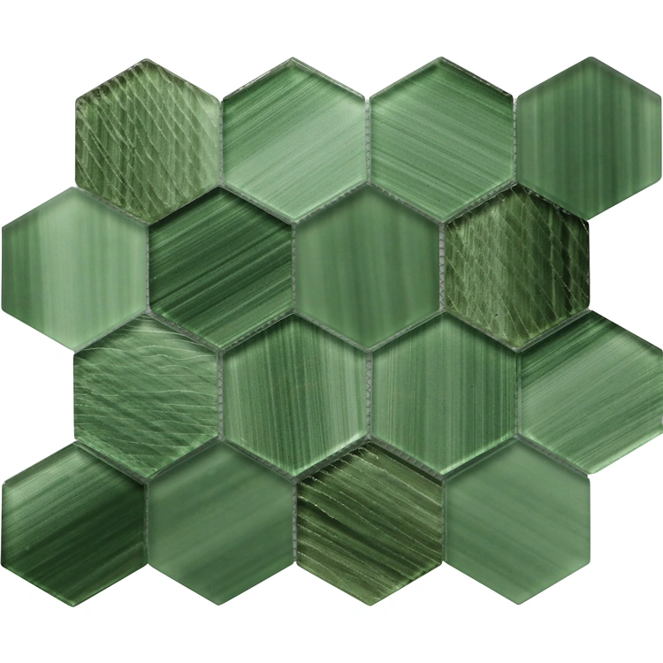 Hand Painting Hexagon Glass Mosaic Tile for Swimming Pool Floor