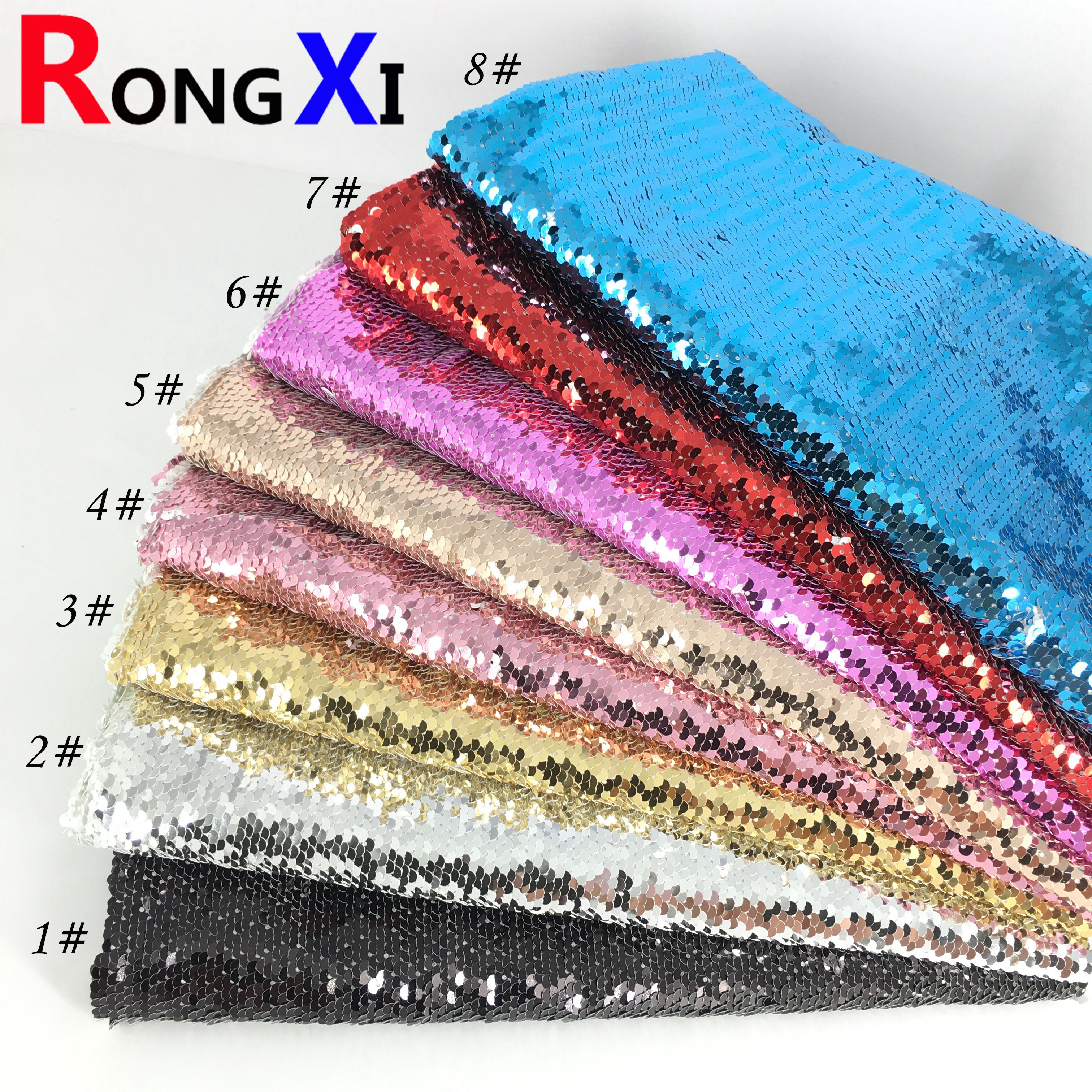 RXF0715 Vải Sequin Thêu Vải Sequin Có thể đảo ngược Vải Sequin làm theo yêu cầu