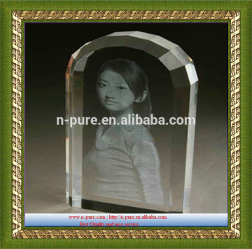 cheap high quality 2d photo engraved crystal block cube