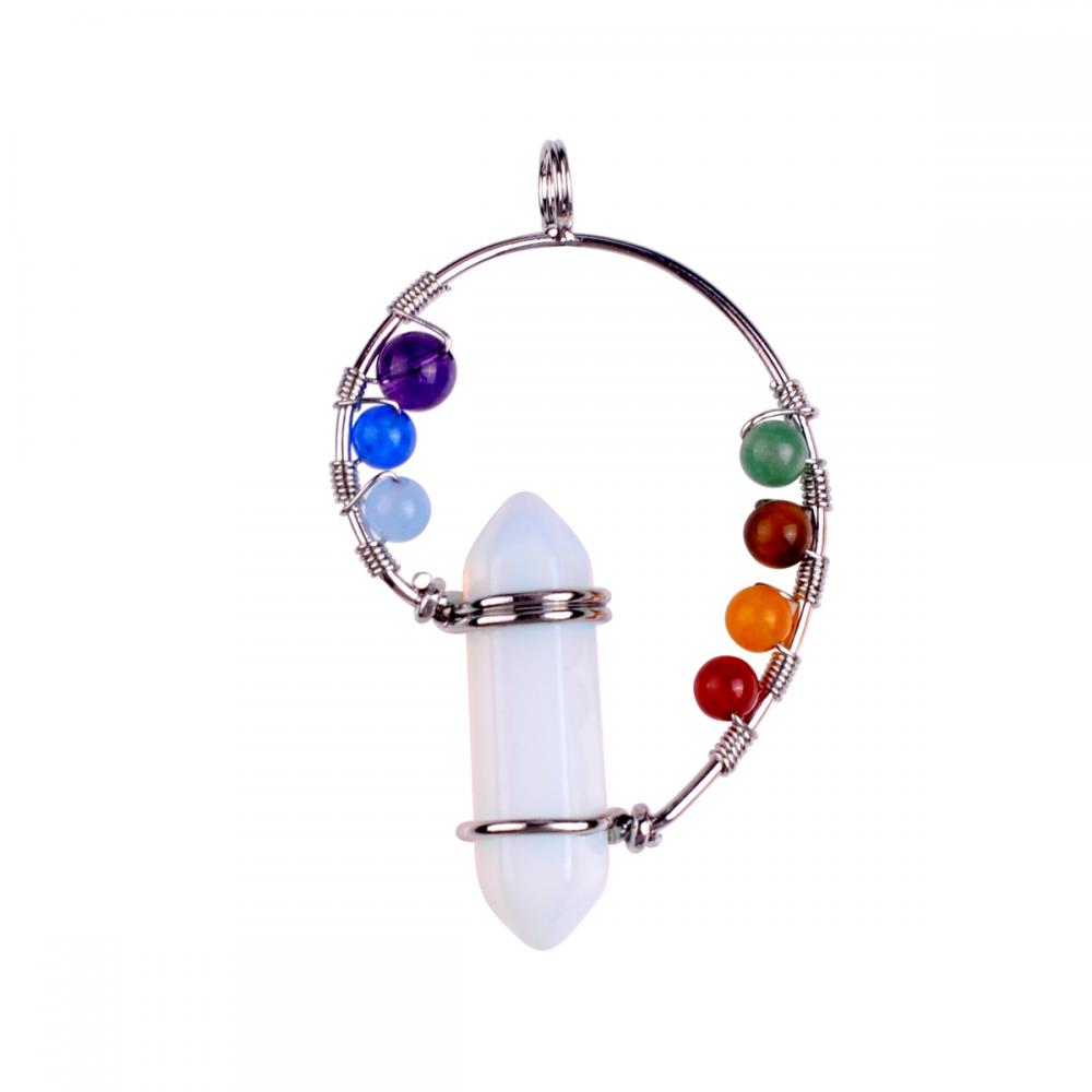 7 chakra terapia de aura gota de cristal campana punto hexagonal colgante de piedra y rollo de cristal curativo molienda palma gema meditación joya