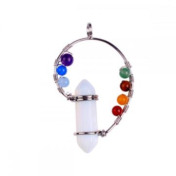 7 Chakra aura therapy Drop Crystal Bell hexagonal Point Stone Pendant and healing crystal roll grinding palm gem meditation jewe