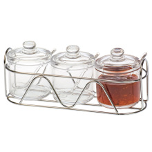 Sugar Salt Sauce Chili Canister Sets - Clear Acrylic Condiment Organizer Jar Set