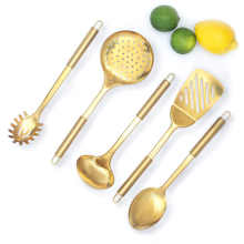 Professional Gold/Brass Cooking Utensils Set - 5PCS for Modern Kitchen and Serving