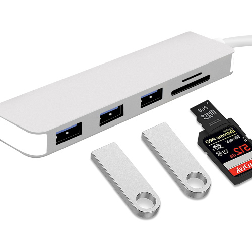 5 portar typ-C till 3USB3.0 1SD 1TF-adapter