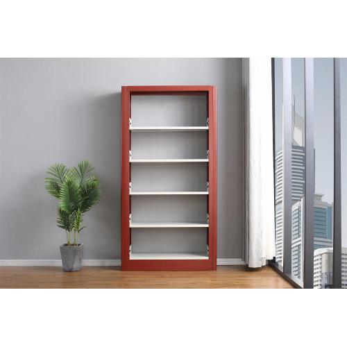 White 5 Tier Library Bookcase Metal Bookshelf