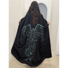 Customized Hot Sale Islamic Black Abaya with Print Dubai