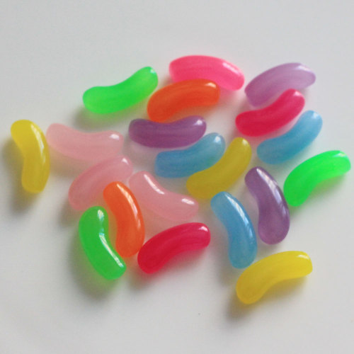 Wholesale Manufacture 100pcs Mini 20*6mm Colorful Beautiful Nightlight Jelly Bean Beads Resin Cabochons