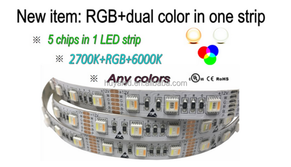 factory directly sell  SMD 5050  RGB + W   72 leds/m DC24V  one or two row 5 colors   led light strip