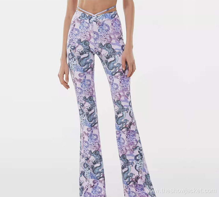 Snake Print Women Flares Bell-bottomed Sexy Pants