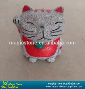 Stone garden carving cat statues