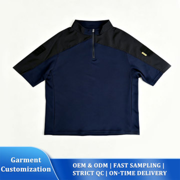 Taktisches T-Shirt mit Stehkragen und halbem Reißverschluss