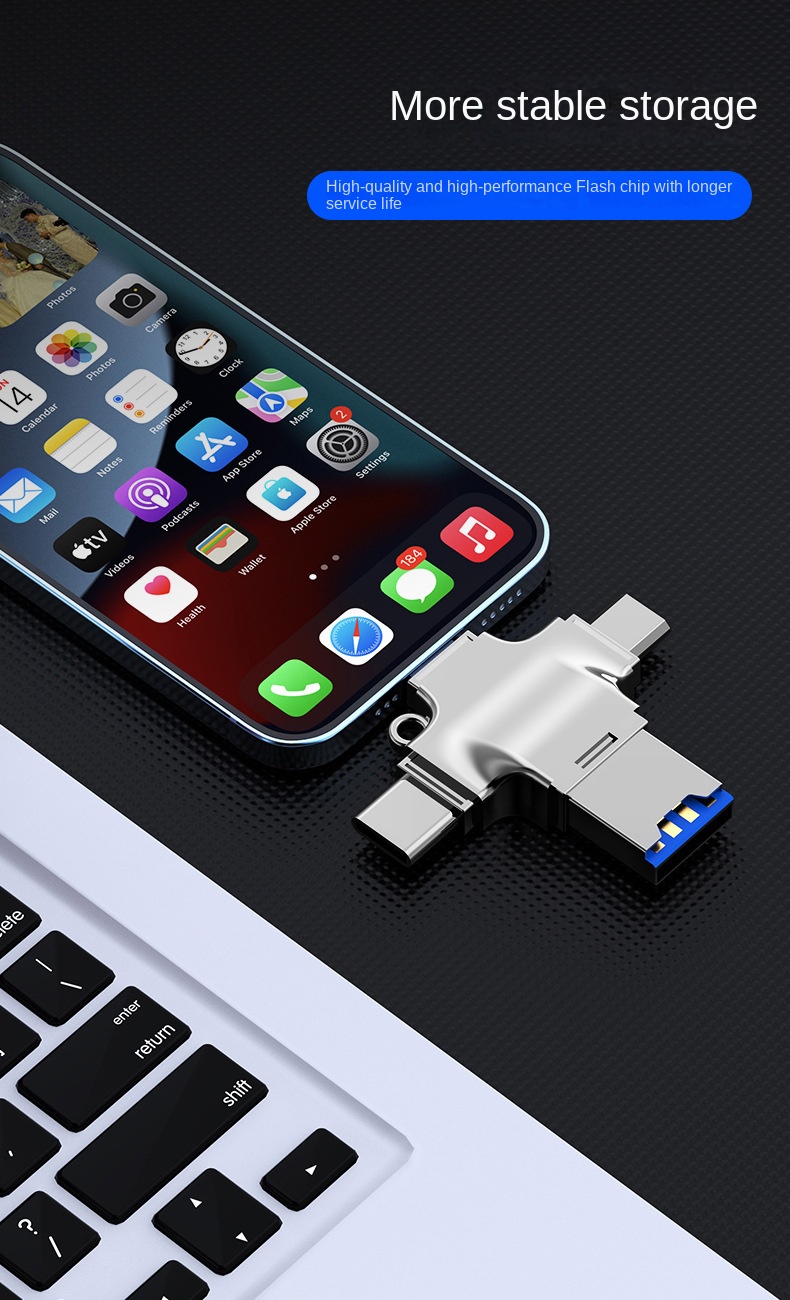 Micro Card Adapter USB 3.0 Micro SD to USB Card Reader OTG USB for Lightning Type Adapter 4 In 1 TF SD Card Reader