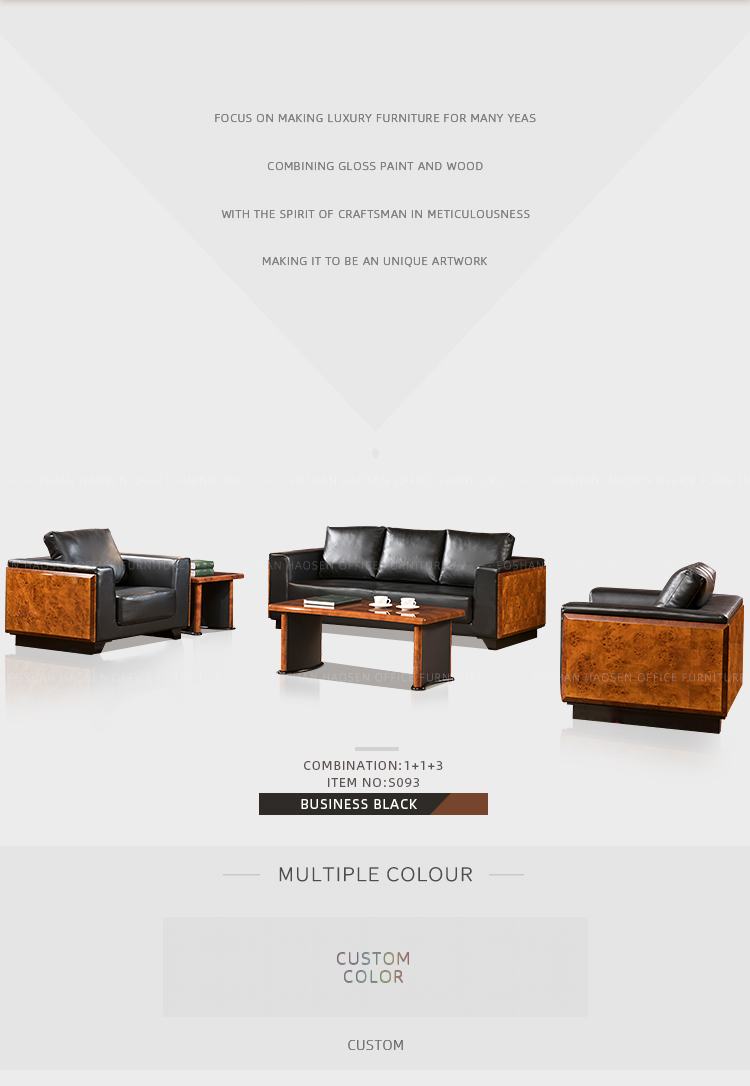 Good quality Business office furniture and Home Living Room Genuine Real leather sofa set designs 1+1+3 sectional sofa sale