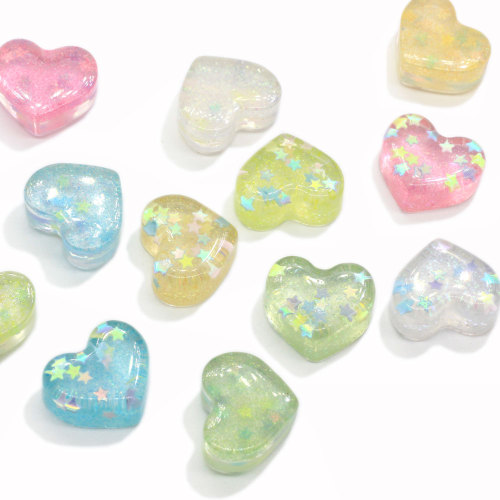 Kawaii Flat Back Heart Star Glitter Resin Cabochons Accessories Resin Crafts Scrapbooking Phone Case Hair Bow Center