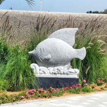 Carved outdoor decoration marble animal statue stone fish sculpture