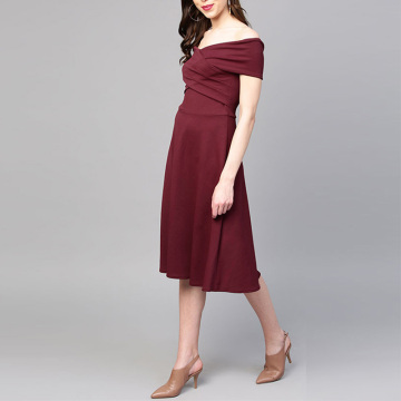 Burgundy Midi Dress Wholesale