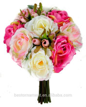 Pink and Cream Rose Wedding Silk Flower Bouquet