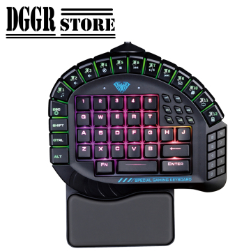 AULA 30 Progammable Keys RGB Backlit Gaming KeypadOne Handed Merchanical Keyboard with Detachable Wrist Rest For Mobile Game