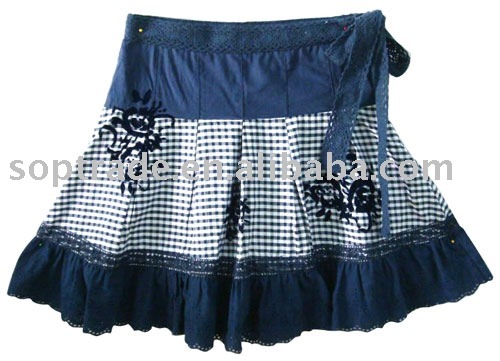 100% cotton embroidered children dancing mini skirt