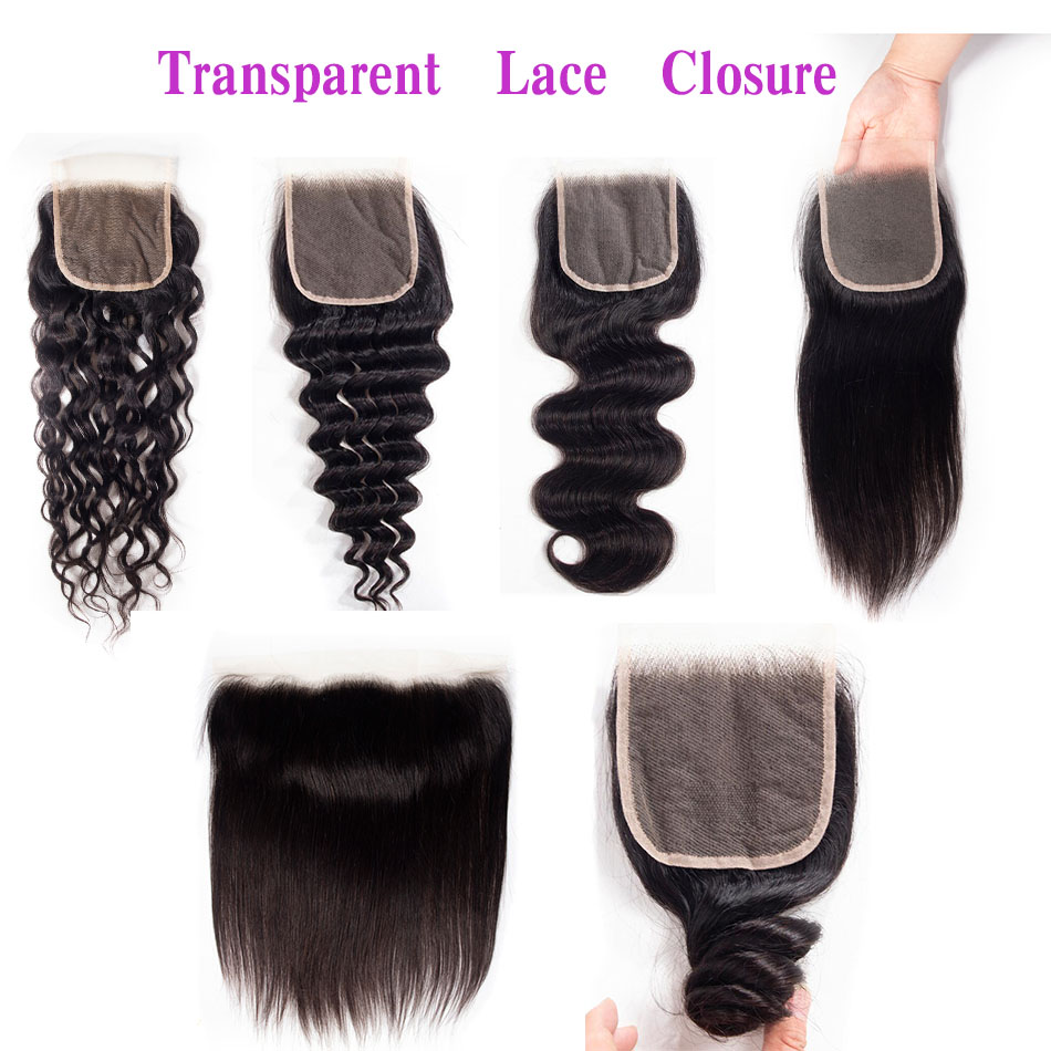 Top Quality Indian Remy Hair Transparent  Lace 4*4 Closure Fast Shipping Transparent Hair Accessories hd lace frontal