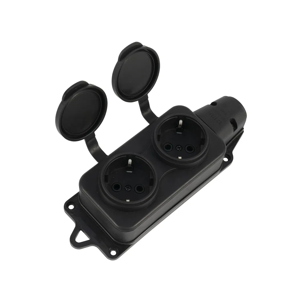 Резиновая розетка, черная, двойная, серия P6000 IP44