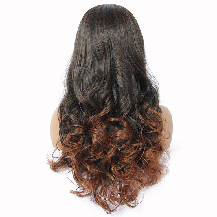 DTL 28 Inches Long Ombre Color Jumbo Body Wave Synthetic Fiber Hair Hand Tied Lace Front Wigs