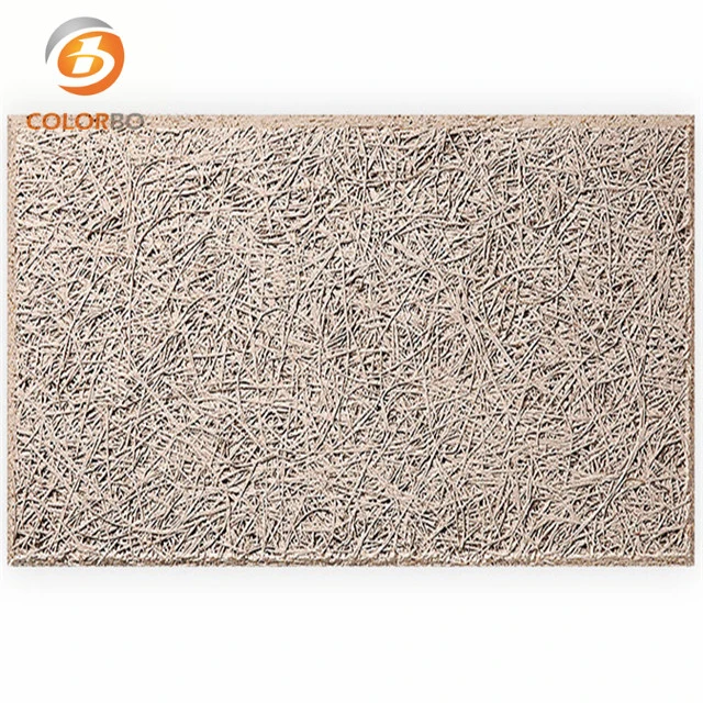 Rectangular Wood Wool Sound-Absorbing Wall Panel with Decorative Function