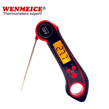 Digital folding thermometer probe for grilling cooking