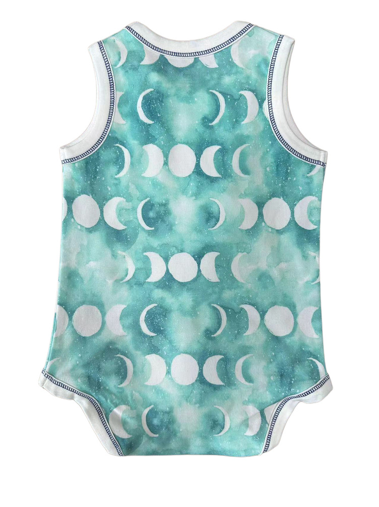 Bambu dijital baskı bebek kolsuz romper 2 Bamboo Digital Print Baby Sleeveless Romper 2